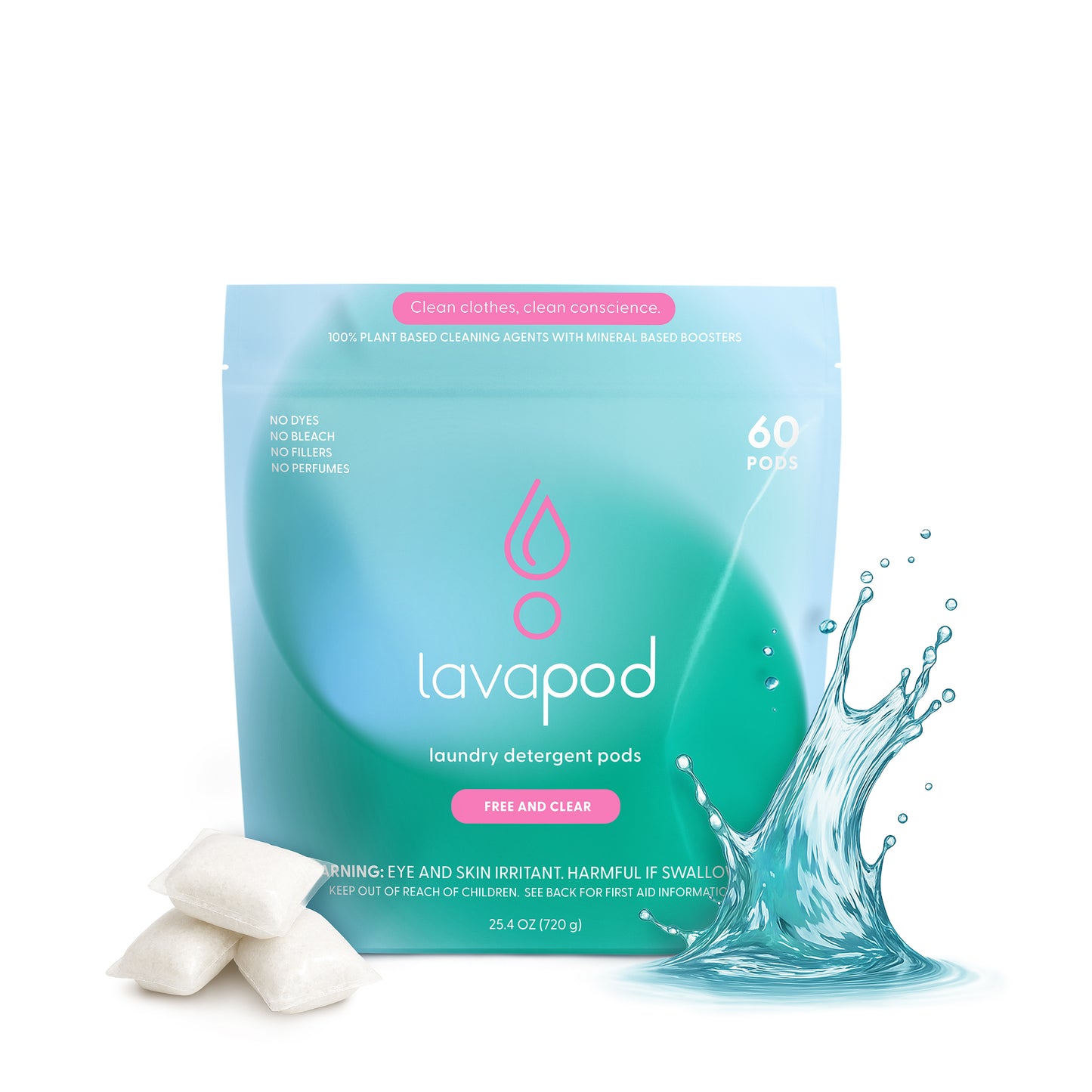 Laundry Detergent Pods | Free & Clear - - Unscented Natural Detergent, Gentle Plant-Based Formula, Sensitive Skin Friendly - 60 Count