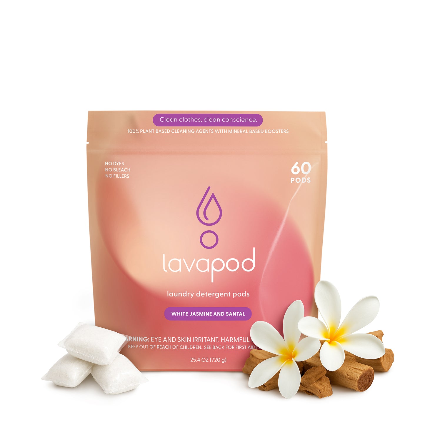 Laundry Pods | White Jasmine & Santal - Luxury Floral Scent, Eco-Friendly - 60 Count