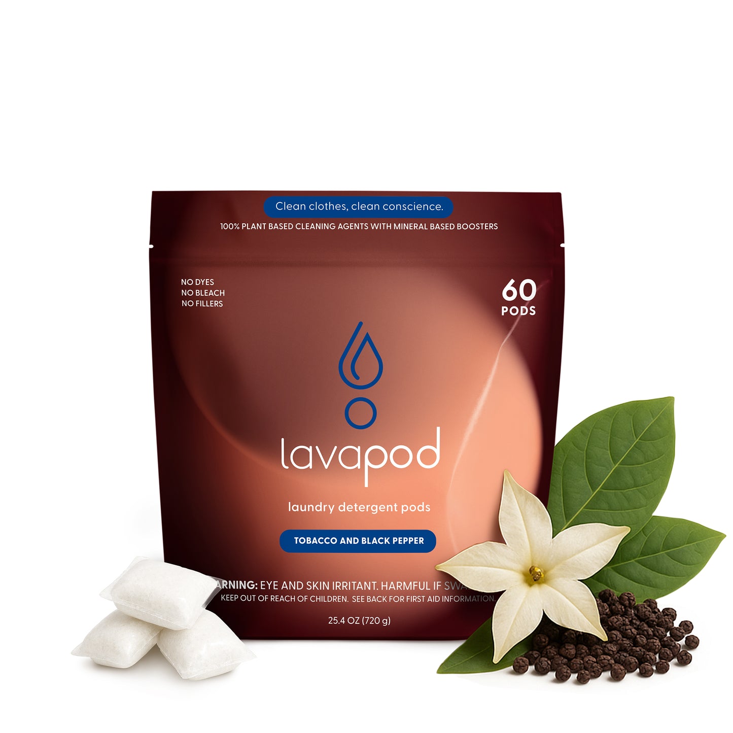 Laundry Pods | Tobacco and Black Pepper - Bold Luxurious Scent | Eco-Friendly - 60 Count