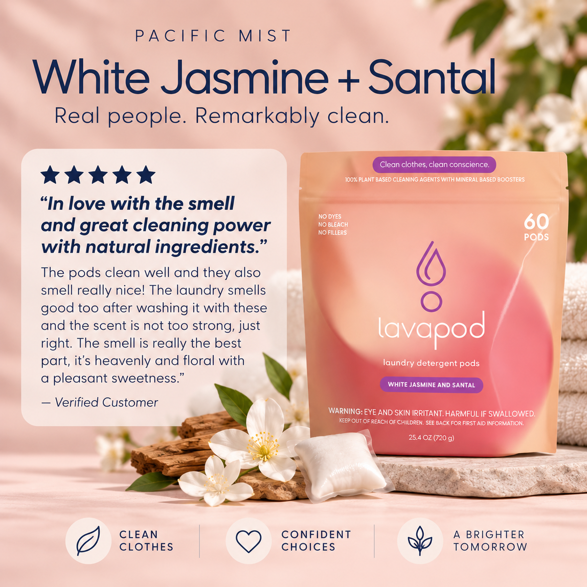Laundry Pods | Pacific Mist | White Jasmine & Santal | 60 Count