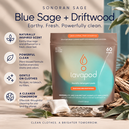 Laundry Pods | Sonoran Sage| Blue Sage & Driftwood |60 Count