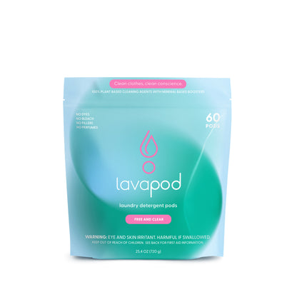 Laundry Detergent Pods | Free & Clear - - Unscented Natural Detergent, Gentle Plant-Based Formula, Sensitive Skin Friendly - 60 Count