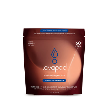 Laundry Detergent Pods | Tobacco and Black Pepper | Natural Plant-Based Eco-Friendly Formula with Luxury Fragrance, Biodegradable Film - 60 Count