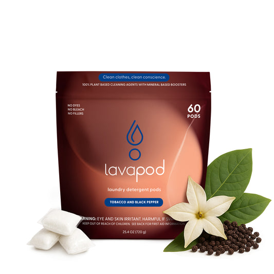Laundry Detergent Pods | Tobacco and Black Pepper | Natural Plant-Based Eco-Friendly Formula with Luxury Fragrance, Biodegradable Film - 60 Count